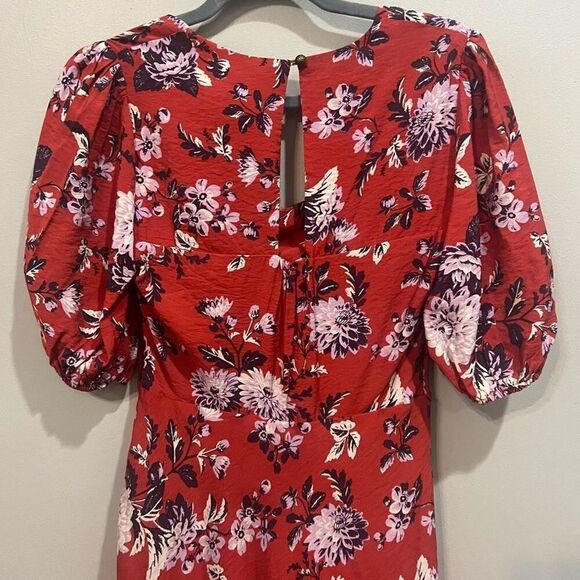 Anthropologie Maeve red floral puff sleeve maxi dress size 4 NWT - Picture 12 of 15